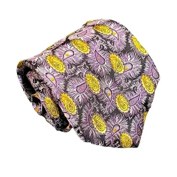 Robert Talbott Best of Class Mens Silk Necktie Purple Gold Ornate Paisley Tie - Picture 2 of 10